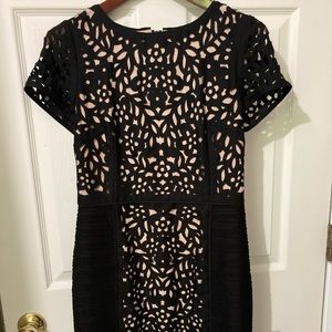Anthropologie Maeve Black Floral Basalt Laser Cut Eyelet Cutout Dress Size 8